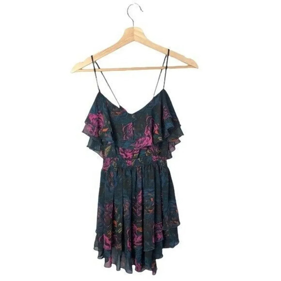 H&M Y2K Navy Blue Floral Cross Back Tunic Tank Top 6 - Picture 9 of 9